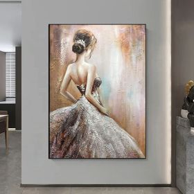 Hand Oil Pianting Ballerina fine art Dancer Handmade oil painting on Canvas female Ballet Artist Wall Art Living Room Bedroom Home Decor (style: 02, size: 150X220cm)