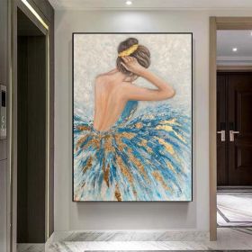 Hand Oil Pianting Ballerina fine art Dancer Handmade oil painting on Canvas female Ballet Artist Wall Art Living Room Bedroom Home Decor (style: 01, size: 50X70cm)