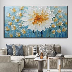 Hand Painted Oil Painting Canvas White Flower Texture Art Blossoming Home Wall Decor Art Landscape Wall Art Living Room decor Fine Art Oil Painti (style: 01, size: 100x150)