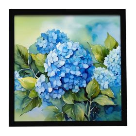 Hydrangeas in Watercolor Framed Metal Print Bathroom, Kitchen, Office, Home Decor Wall Art Ready to Hang, Square, 8X8 (Default: Default)